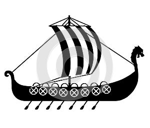 Viking ship Hand drawn, Vector, Eps, Logo, Icon, silhouette Illustration by crafteroks for different uses.