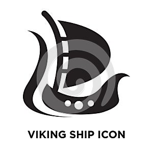 Viking ship icon vector isolated on white background, logo concept of Viking ship sign on transparent background, black filled