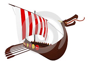 Viking ship isolated on white background