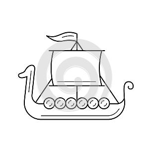 Viking ship line icon.