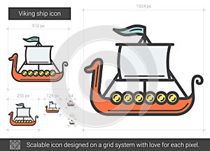 Viking ship line icon.