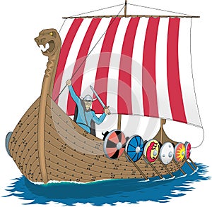 Viking Ship Vector Illustration