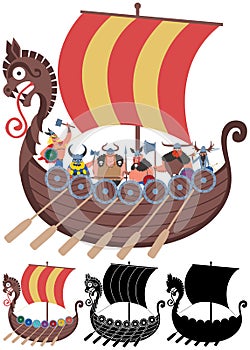 Viking Ship on White