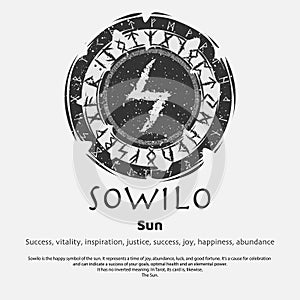 Viking Sowilo rune dark circle shield