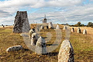 Viking stone ship burial ground in the village of Gettlinge