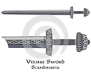 Viking sword decorated with Scandinavian pattern