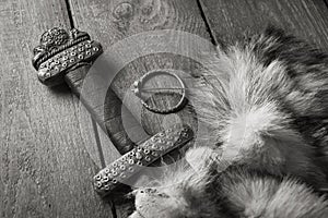 Viking sword on a fur