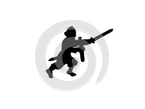 Viking swordsman black silhouette