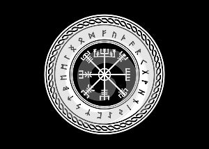 Viking Symbol Vegvisir Futhark Rune Magical Navigator Compass Meaning Art Board Print. Protective runic talisman
