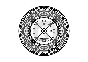 Viking Symbol Vegvisir Futhark Rune Magical Navigator Compass Meaning Art Board Print. Protective runic talisman