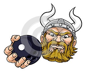 Viking Ten Pin Bowling Ball Sports Mascot Cartoon