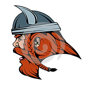 Viking warrior in combat helmet suitable as logo or team mascot, viking logo