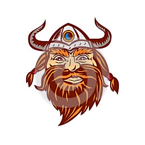 Viking Warrior Head Angry Retro