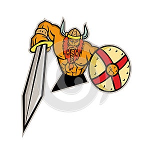 Viking Warrior Sword and Shield Mascot