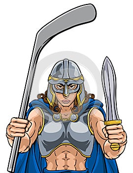 Viking Warrior Woman Ice Hockey Sports Team Mascot