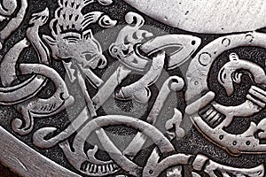 Viking wood carving of a dragon