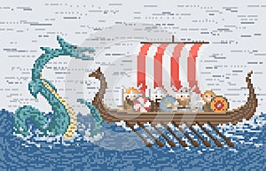 Vikings Battle With The Sea Dragon