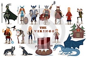 The Vikings. Viking cartoon characters. photo