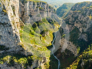 Vikos Gorge, a gorge in the Pindus Mountains of northern Greece, lying on the southern slopes of Mount Tymfi, one of the deepest