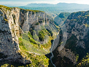 Vikos Gorge, a gorge in the Pindus Mountains of northern Greece, lying on the southern slopes of Mount Tymfi, one of the deepest