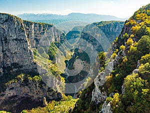 Vikos Gorge, a gorge in the Pindus Mountains of northern Greece, lying on the southern slopes of Mount Tymfi, one of the deepest photo