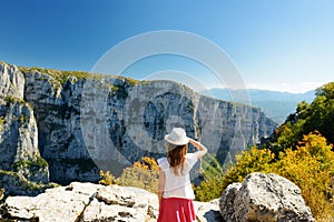 Vikos Gorge, a gorge in the Pindus Mountains of northern Greece, lying on the southern slopes of Mount Tymfi, one of the deepest