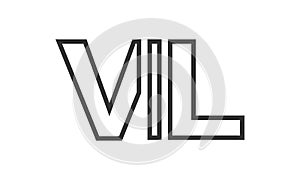 VIL logo design template with strong and modern bold text. Initial based vector logotype featuring simple and minimal typography. photo
