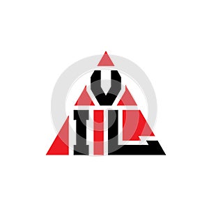 VIL triangle letter logo design with triangle shape. VIL triangle logo design monogram. VIL triangle vector logo template with red photo