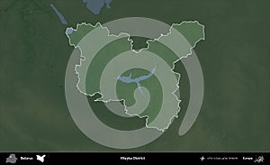 Vileyka District highlighted, Belarus. Physical