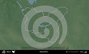 Vileyka District outlined, Belarus. Physical