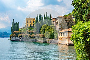 Villa Cipressi viewed from villa monastero at Varenna in Italy