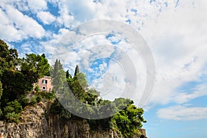 Villa on cliff of Amalfi Coast, near Positano, Italy