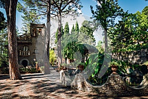 Villa Comunale Di Taormina. Public garden of Taormina city in Sicily, Italy photo