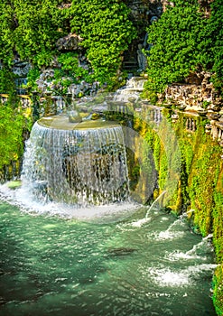 Villa D Este gardens in Tivoli - Oval Fountain or Fontana del Ovato local landmark of Tivoli near Rome - Lazio region -