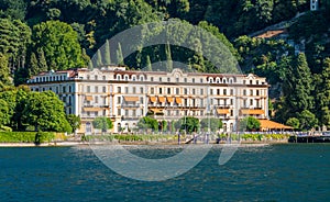 Villa d`Este on a sunny summer day, in Cernobbio, on Lake Como, Lombardy, Italy.