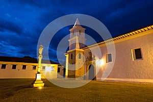 Villa de Leyva at night in Colombia