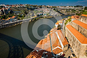 Villa Nova de Gaia, Porto city and Douro River in a beautiful early spring day