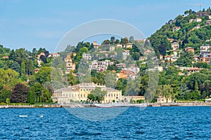 Villa Olmo situated on shore of Lago di Como in Italy photo