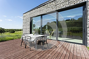 Villa patio with stone walls photo