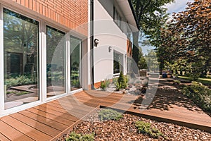 Villa porch on sunny day