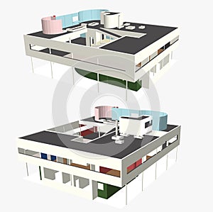 Villa Savoy Vector drawing,Villa Savory,Le Corbusier