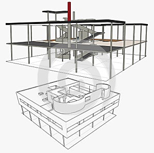 Villa Savoy Vector drawing,Villa Savory,Le Corbusier