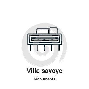 Villa savoye outline vector icon. Thin line black villa savoye icon, flat vector simple element illustration from editable photo