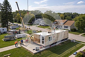 Villa construction and prefab house under construction