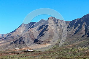 Villa Winter and mountains of Jandia, Fuerteventura, Spain