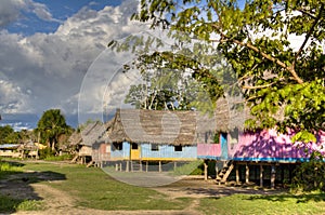 Village in the Amazon rain forest