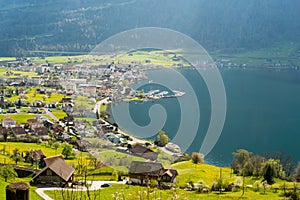 The village of Arth on Lake Zug in the central alps of Switzerland