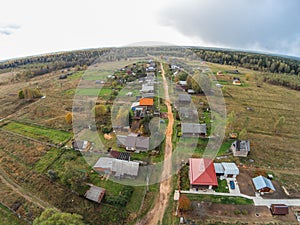 Village in the backwoods of Russia. The view from the top.