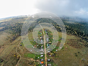 Village in the backwoods of Russia. The view from the top.