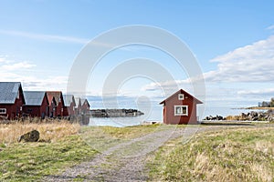 A village on the Baltic coast. Scandinavian landscape.
